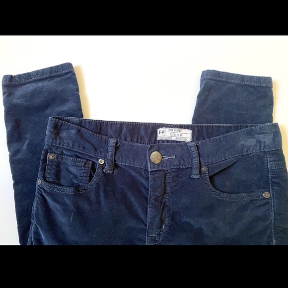 FREE PEOPLE Navy Blue Stretchy Corduroy Pants Skinny - Picture 4 of 6